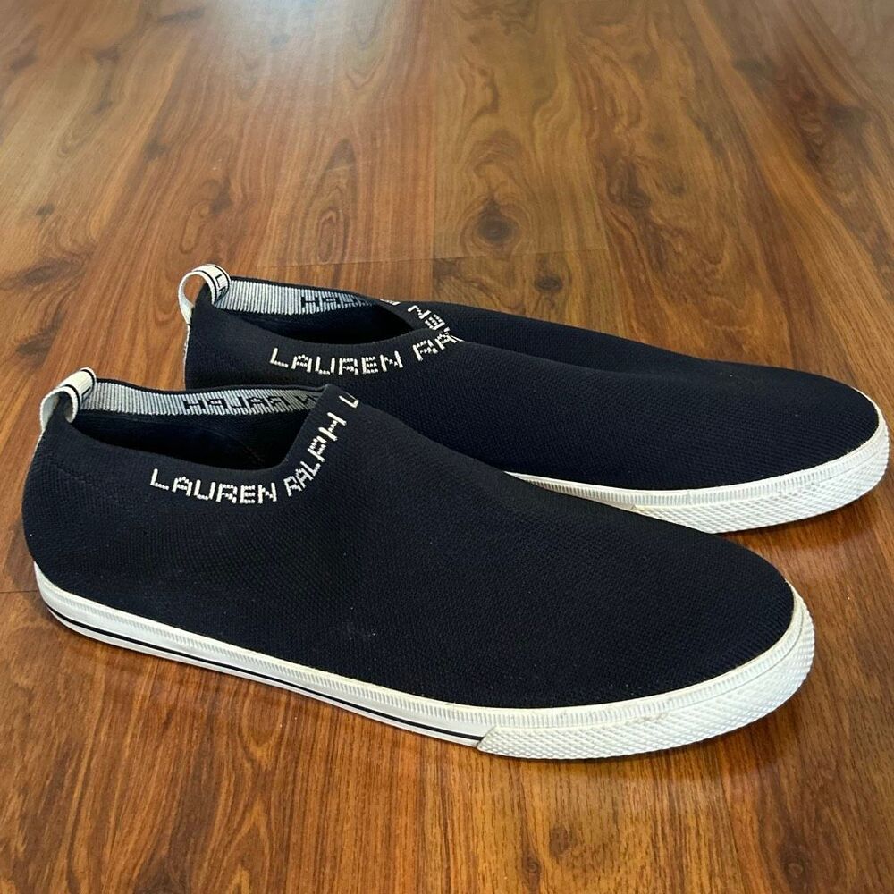 LAUREN Ralph Lauren Jordyn Navy white slip on stretch boat shoes sneakers casual